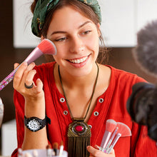 Load image into Gallery viewer, Cosmic Makeup Brush Set 7 Piece Pink Liquid Glitter Handle Beauty Collection
