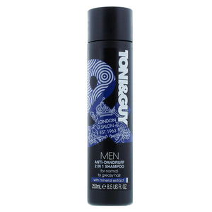 3x of 250ml Toni & Guy Anti-Dandruff 2 in 1 Shampoo for Men with mineral extract