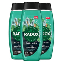 Load image into Gallery viewer, 3x Radox Mineral Therapy Feel Invigorated Shower Gel &amp; Shampoo for Men, 450ml