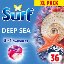 Load image into Gallery viewer, Surf 3 in 1 Laundry Washing Detergent Capsules Deep Sea, 36 Washes