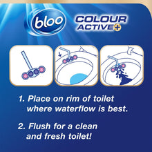 Load image into Gallery viewer, Bloo Colour Active Fresh Flower Fragrance Odour Stop Toilet Rim Block, 50g, 12pk