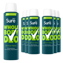 Load image into Gallery viewer, Sure Men Whole Body Deodorant Spray Active Fresh w/ 72H Odour Control 150ml, 6pk