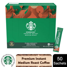 Load image into Gallery viewer, Starbucks Medium Roast Instant Coffee Sachets 50 Pack - Smooth Rich Blend, 2.3g