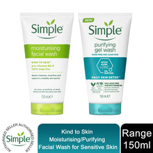 Load image into Gallery viewer, 2x150ml Simple Kind to Skin Moisturising/Purifying FacialWash for Sensitive Skin