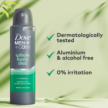 Load image into Gallery viewer, Dove Men+Care Whole Body Deodorant Spray Bamboo&amp;Aloe 72H Odour Control 150ml,6pk