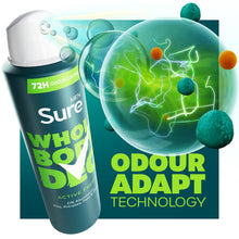 Load image into Gallery viewer, Sure Men Whole Body Deodorant Spray Active Fresh w/ 72H Odour Control 150ml, 6pk