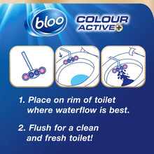 Load image into Gallery viewer, Bloo Colour Active Fresh Flower Fragrance Odour Stop Toilet Rim Block, 50g, 6 PK