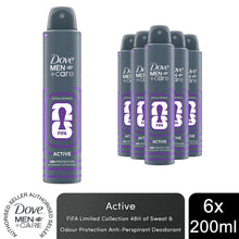 Load image into Gallery viewer, Dove Men+Care Anti-Perspirant FIFA Limited Edition Deodorant Spray 200ml, 6 Pack