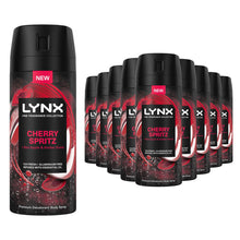 Load image into Gallery viewer, Lynx Men Deodorant Body Spray Cherry Spritz with 72Hrs Freshness 150ml, 24 Pack