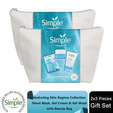 Load image into Gallery viewer, Simple Hydrating Skin Regime Gift Set - Sheet Mask, Facial Gel Wash &amp; Quench Cream