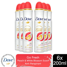 Load image into Gallery viewer, Dove Advanced Care Go Fresh AntiPerspirant Spray Peach &amp; White Blossom, 6x200ml