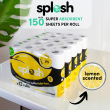 Load image into Gallery viewer, Splesh Quilted Luxury Fresh Lemon Fragrance 3 Ply Toilet Tissue Paper 72 Rolls