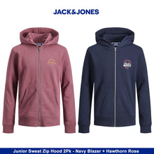 Load image into Gallery viewer, Jack &amp; Jones Jjbrat Junior Boys Zip Hooded Jumper 2 Pack Size 152 Navy Rose