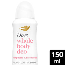 Load image into Gallery viewer, Dove Whole Body Odour Protection Deodorant Spray Raspberry &amp; Rose 150ml, 6 Pack
