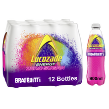Load image into Gallery viewer, Lucozade Energy Zero Sugar Grafruitti Energy Drink With Vitamin B3, 12x900ml