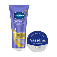 Load image into Gallery viewer, Vaseline Body Lotion Gluta-Hya Flawless Tone 200ml &amp; Cocoa Lip Balm 20g Duo Set