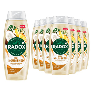 12x Radox Mineral Therapy Feel Nourished Shower Cream Coconut & Pineapple, 450ml