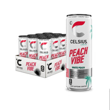 Load image into Gallery viewer, Celsius Live Fit Sparkling Energy Drink Peach Vibe with Zero Sugar 355ml, 12 Pk