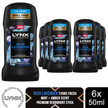 Load image into Gallery viewer, Lynx Deodorant Stick Blue Lavender with 72Hrs Freshness 50ml, 6 Pack