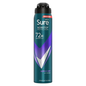 Sure Men Anti-perspirant 72H Nonstop Protection Active Dry Deodorant, 3x250ml