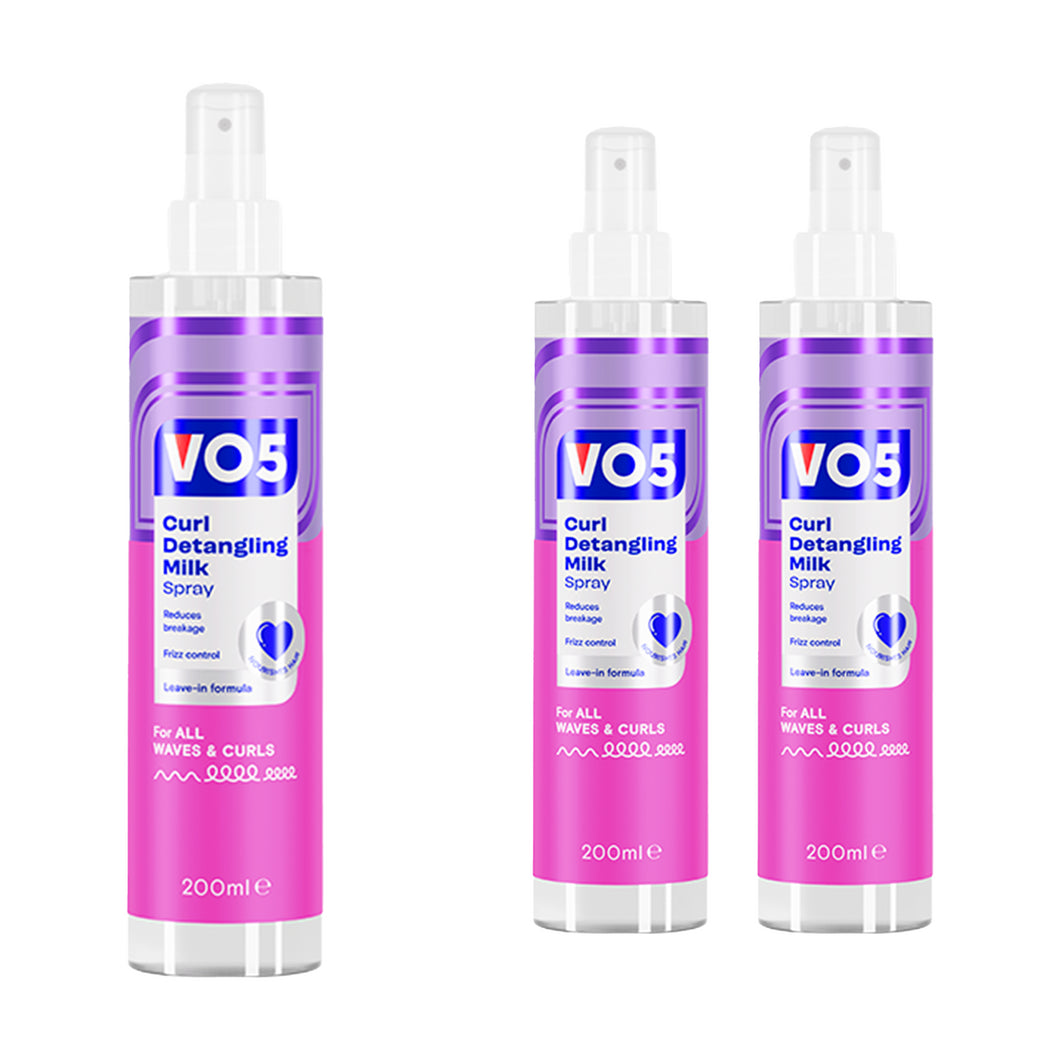 VO5 Curl Detangling Milk 200ml, Frizz Control, Curly Hair, 3 Pack