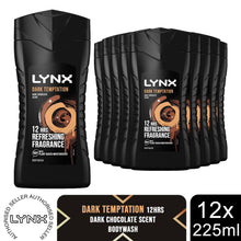 Load image into Gallery viewer, Lynx Dark Temptation 12-H Refreshing Fragrance Shower Gel Body Wash, 12x225ml