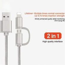 Load image into Gallery viewer, FX 2 in 1 Braided Charge &amp; Sync Cable - 2m : Silver