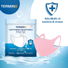 Load image into Gallery viewer, Termin8 Water Repellent Reusable Adult/Teen Face Covering Mask - Pink