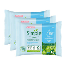 Load image into Gallery viewer, Simple Biodegradable Micellar Wipes with Glycerin &amp; Pro-Vitamin B5, 3 Pack