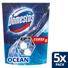 Load image into Gallery viewer, 10x Domestos Power5 Ocean ToiletRimBlocks for LongLasting Protection 55g,Pk of 5