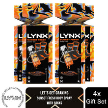 Load image into Gallery viewer, Lynx Sunset Fresh Gift Set with Body Spray &amp; Socks Cracker - Citrus Clean Scent