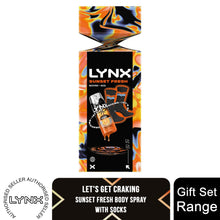 Load image into Gallery viewer, Lynx Sunset Fresh Gift Set with Body Spray &amp; Socks Cracker - Citrus Clean Scent