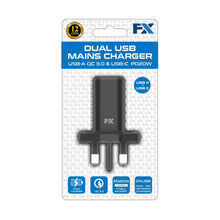 Load image into Gallery viewer, FX Dual UK Main Charger USB-C and USB-A, White