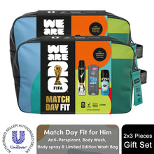 Load image into Gallery viewer, Match Day Fit FIFA Gift Set for Him with Body Wash, Spray &amp; Wash Bag