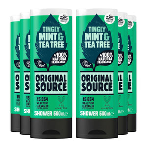 Original Source Vegan Shower Gel with 100% natural Fragrance 500ml, 6 Pack