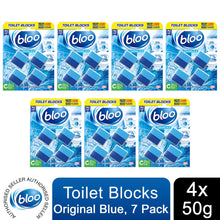 Load image into Gallery viewer, 7xBloo Toilet Blocks Original Blue Clean+Fresh with Fresh Fragrance, 4x50g