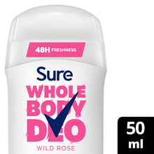 Load image into Gallery viewer, Sure Wild Rose Whole Body 48H Odour Control Deodorant Stick 50ml, 6 pack