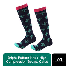 Load image into Gallery viewer, Flo Knee High Compression Socks Bright Pattern Support Travel Sports S/M or L/XL