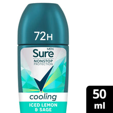 Load image into Gallery viewer, Sure Men Nonstop Protection Antiperspirant Deo Roll On Iced Lemon&amp;Sage 50ml, 6Pk