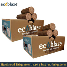 Load image into Gallery viewer, Ecoblaze Hardwood Briquettes 20Pcs (13.9Kg 2x Box) for Wood Burners &amp; Pizza Oven