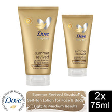 Load image into Gallery viewer, Dove Derma Spa Face Cream Summer Revived Self Tan for Fair to Medium Skin 2x75ml