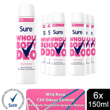 Load image into Gallery viewer, Sure Women Wild Rose Whole Body Deodorant Spray Aluminium Free 150ml, 6 Pack