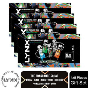 Lynx Fragrance Squad Gift Set 5 Body Sprays Long-Lasting, Fresh, Daily Scent Kit