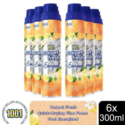 1001 Carpet Fresh Feel Energised Upholstery Odour Remover Spray, 6x300ml
