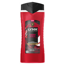 Load image into Gallery viewer, Lynx Cherry Spritz Body Wash with 12Hrs of Freshness for Men 400ml, 3 Pack