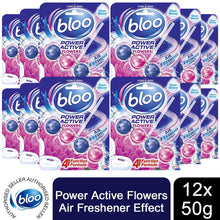 Load image into Gallery viewer, Bloo Power Active Toilet Rim Block Fresh Flowers with Anti-Limescale, 12x50g
