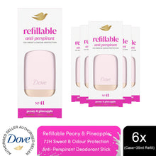 Load image into Gallery viewer, Dove Peony &amp; Pineapple Anti-Perspirant Starter Kit 1x Case or 35ml Refill, 6 Pk