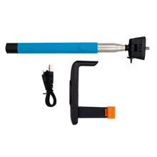 Load image into Gallery viewer, Aquarius Black Mini Selfie Stick Monopod with AUX Wire, Sky Blue