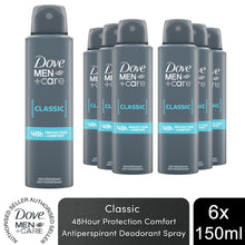 Load image into Gallery viewer, Dove Men+Care Classic Antiperspirant Deo Spray for 48H Protection 150ml, 6 Pack