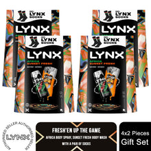 Load image into Gallery viewer, Lynx Africa Spray &amp; Sunset Wash Gift Set with Socks, 48H Fresh Scent Care